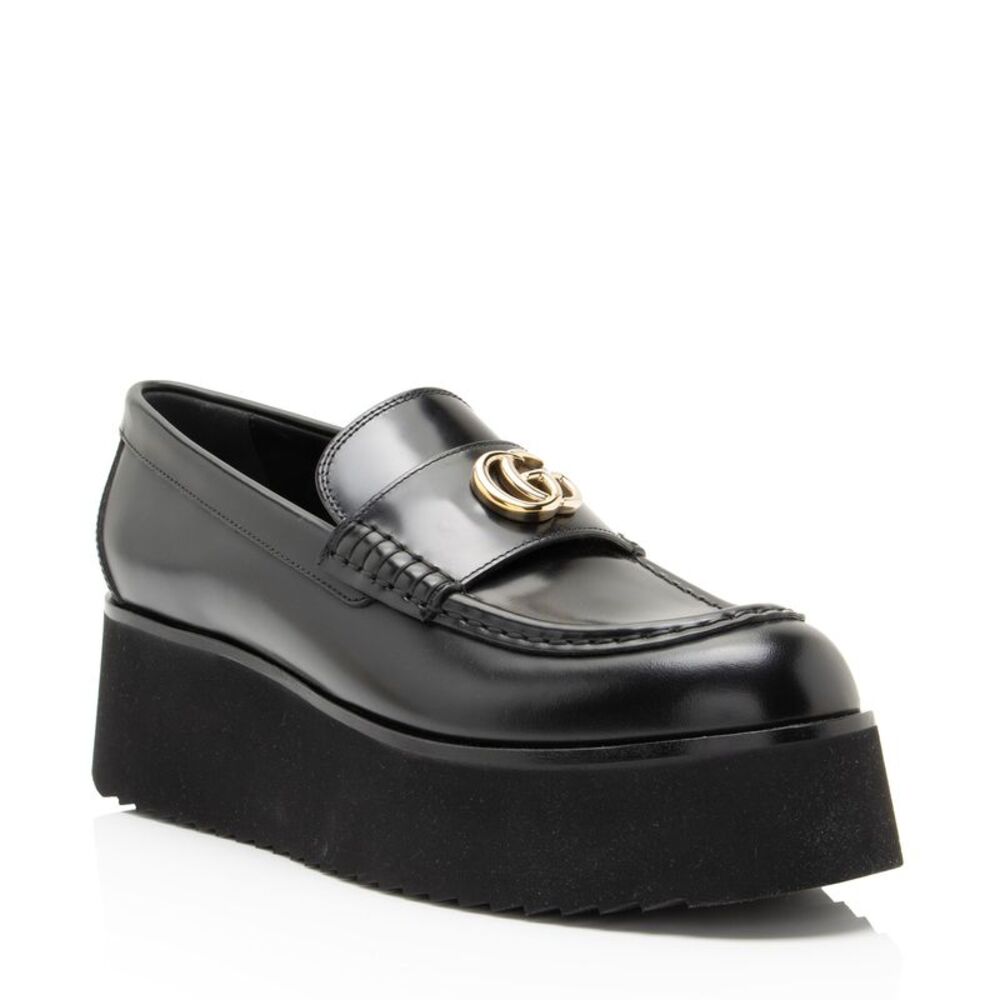 Gucci Shiny Calfskin GG Creeper Platform Loafers - Size 9 / 39
